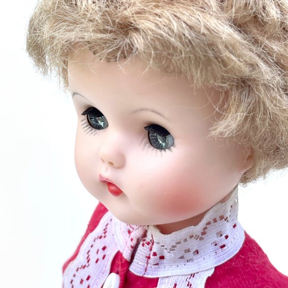 Vintage 60s Vinyl 12" Toddler Doll Marked K11 ~ Strawberry Blond Hair Aqua Eyes - Picture 2 of 10